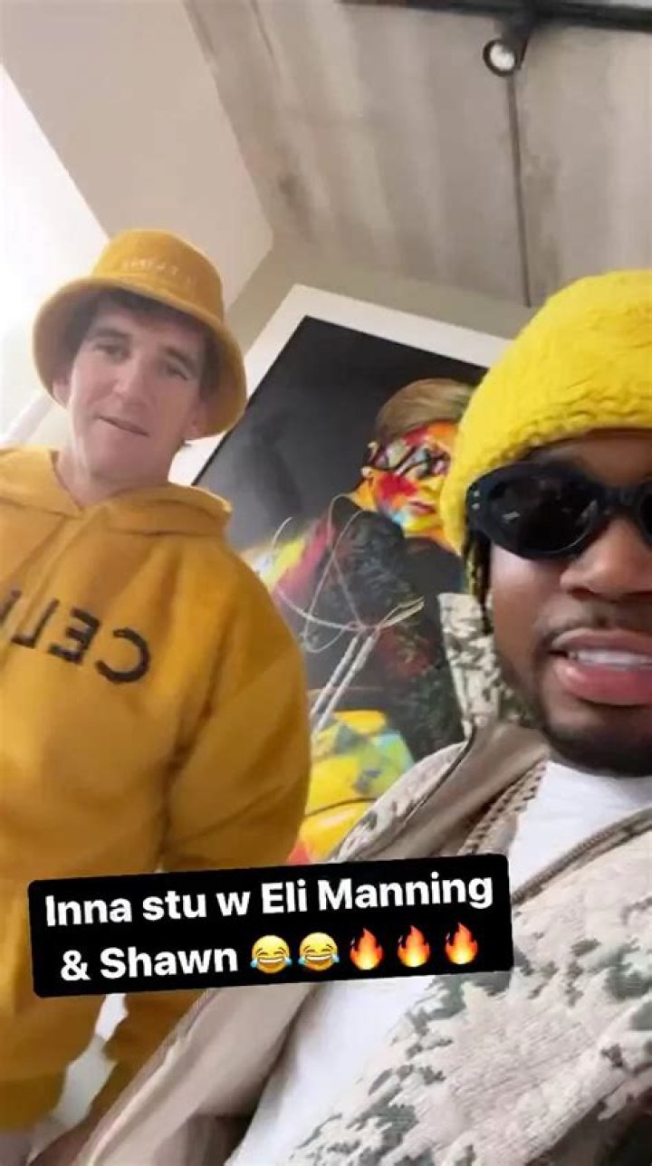 
Eli Manning Does Shots and Hits the Recording Studio with Rapper Fivio Foreign 