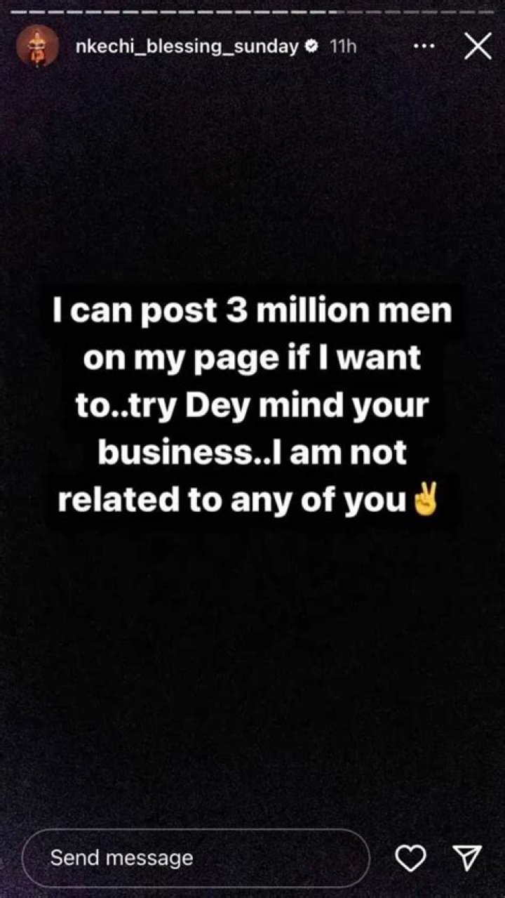 
I Can Post 3 Million Men On If I Want To – Nkechi Blessing Fumes Following Backlash Of Posting New Man 