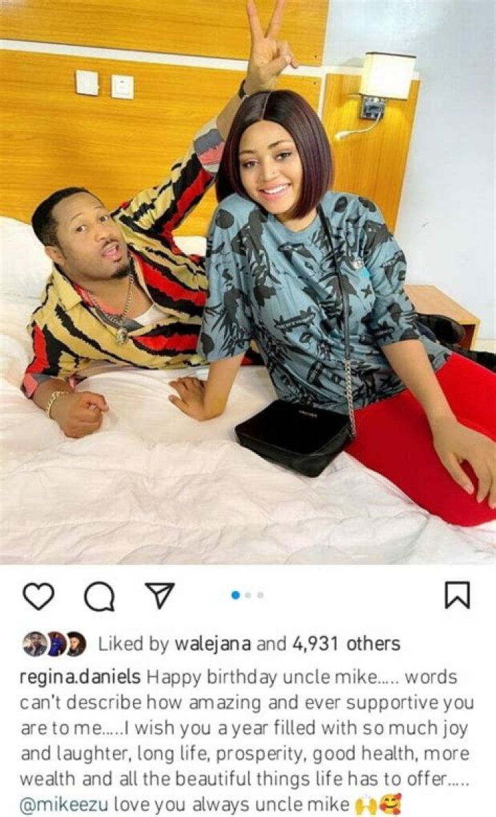 
Regina Daniels Shares Post On Instagram To Celebrate Her Colleague, Mike Ezuruonye On His Birthday. 