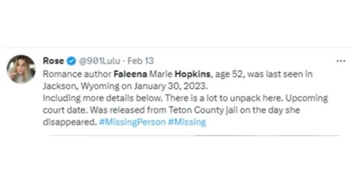 
Who is Faleena Hopkins? Romance author goes missing after release from Wyoming jail 